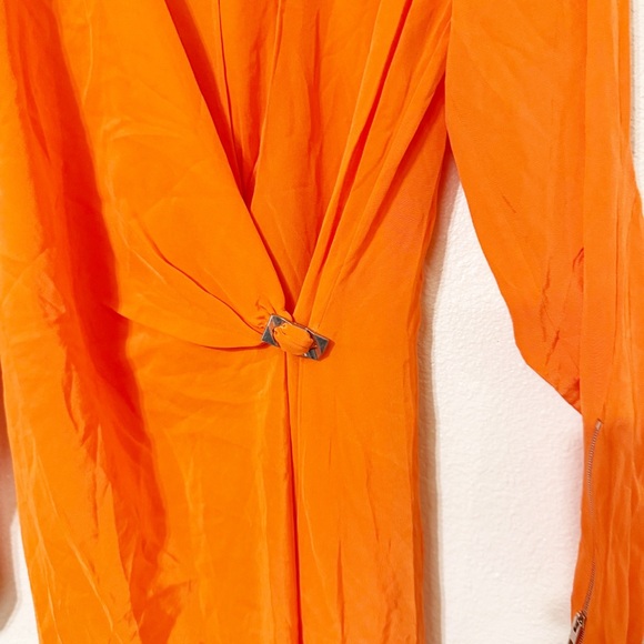 Rag & Bone Odette Side Drape Silk Orange Drape Effect Midi Dress BlairEadieBee S - Picture 12 of 15